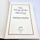 The Wings of the Morning THOMAS TRYON 1990 HBDJ 1st Trade Edition